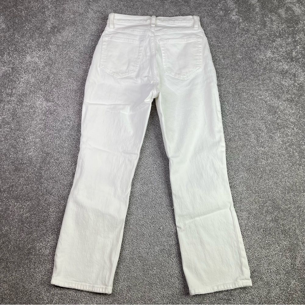 Abercrombie & Fitch Jeans Women's 26 Short White Ankle Straight High Rise Ripped - Picture 3 of 11